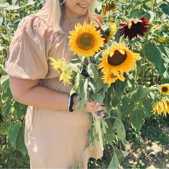 Old Navy Tan Linen Open Back Dress Sz M - Picture 9 of 9